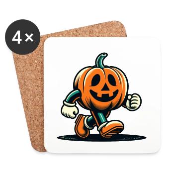 Retro Cartoon Pumpkin Vintage Halloween Style - Coasters (set of 4) - white - Front