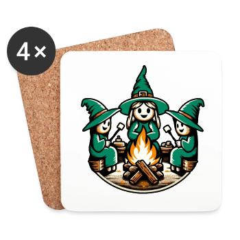 Camping Campfire Vintage Witches Design - Coasters (set of 4) - white - Front