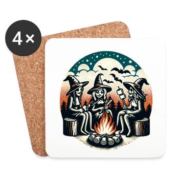 Camping Campfire Vintage Witches Design - Coasters (set of 4) - white - Front