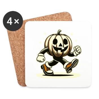 Retro Cartoon Pumpkin Vintage Halloween Style - Coasters (set of 4) - white - Front