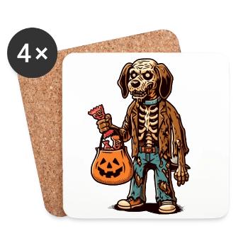 Untote Zombie Hund Süßes Oder Saures Halloween - Untersetzer (4er-Set) - Weiß - Vorne