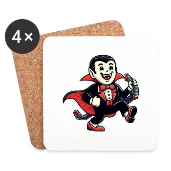 Décoration de costume de vampire d’Halloween de style vintage rétro - Dessous de verre (lot de 4) - blanc - Devant