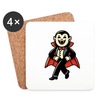 Rétro Vintage Style Halloween Costume Décoration Vampire - Dessous de verre (lot de 4) - blanc - Devant