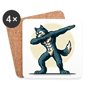 Dabbing Werewolf Funny Dabbing Design Full Moon - Coasters (set of 4) - white - Front