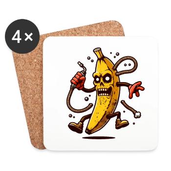 Zombie Banane Halloween Costume Décoration Bananes - Dessous de verre (lot de 4) - blanc - Devant