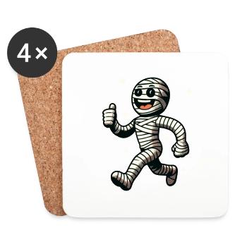 Retro Vintage Style Halloween Costume Decoration Mummy - Coasters (set of 4) - white - Front