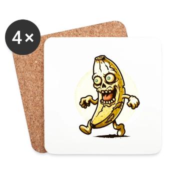 Zombie Banane Banane Amoureux Halloween Costume - Dessous de verre (lot de 4) - blanc - Devant