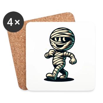 Rétro Vintage Style Halloween Costume Décoration Momie - Dessous de verre (lot de 4) - blanc - Devant