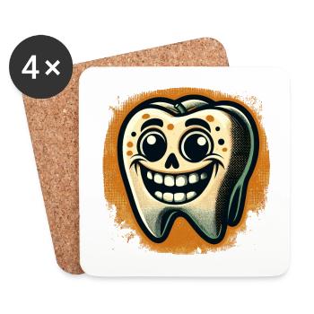 Halloween Hygiène Dentaire Drôle Dent Zombie - Dessous de verre (lot de 4) - blanc - Devant