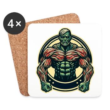 Musclé bodybuilder Halloween Costume Décoration - Dessous de verre (lot de 4) - blanc - Devant