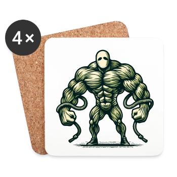 Muscular bodybuilder Halloween costume creepy - Coasters (set of 4) - white - Front