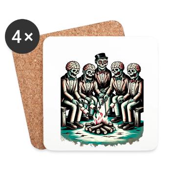 Camping Am Lagerfeuer Halloween Zombie Liebhaber - Untersetzer (4er-Set) - Weiß - Vorne