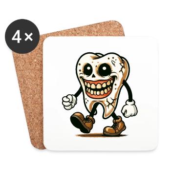 Halloween Dental Hygiene Funny Zombie Tooth - Coasters (set of 4) - white - Front