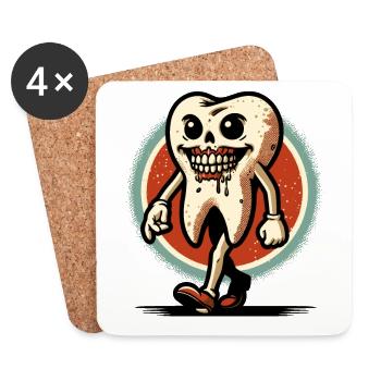 Halloween Hygiène Dentaire Drôle Dent Zombie - Dessous de verre (lot de 4) - blanc - Devant