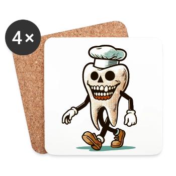 Halloween Hygiène Dentaire Drôle Dent Zombie - Dessous de verre (lot de 4) - blanc - Devant