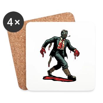 Rétro Vintage Style Halloween Zombie Costume Décoration - Dessous de verre (lot de 4) - blanc - Devant