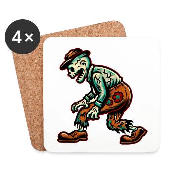 Old Grandpa Zombie Creepy Party Design Halloween - Coasters (set of 4) - white - Front