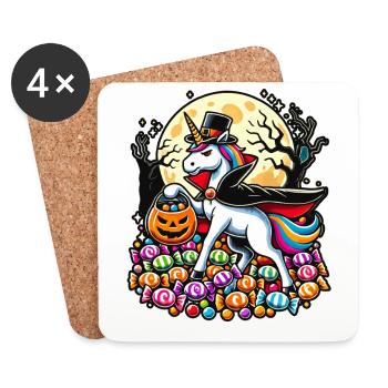 Drôle de licorne vampire aime les bonbons - Dessous de verre (lot de 4) - blanc - Devant