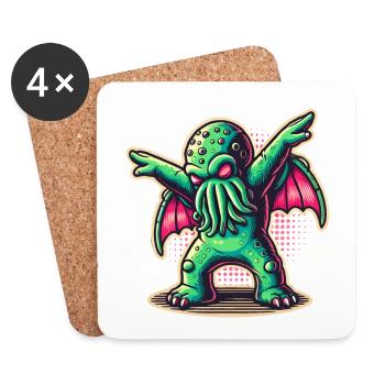 Drôle de danse Cthulhu - Dessous de verre (lot de 4) - blanc - Devant