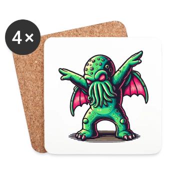 Funny Dancing Cthulhu Tentacle Creature - Coasters (set of 4) - white - Front