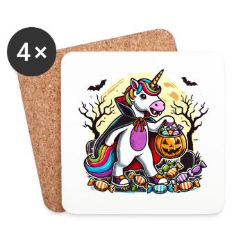 Drôle de licorne vampire aime les bonbons - Dessous de verre (lot de 4) - blanc - Devant