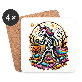 Drôle de squelette de licorne aime les bonbons - Dessous de verre (lot de 4) - blanc - Devant