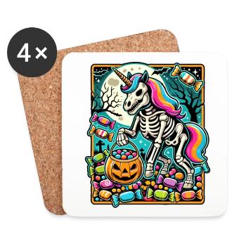 Drôle de squelette de licorne aime les bonbons - Dessous de verre (lot de 4) - blanc - Devant