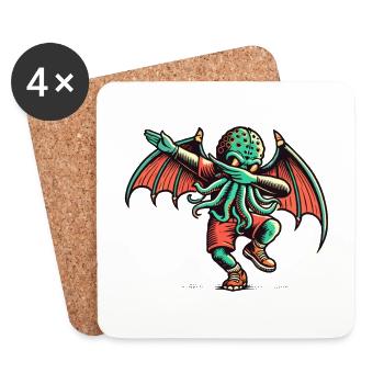 Dabbing drôle Cthulhu Dabbing Design - Dessous de verre (lot de 4) - blanc - Devant