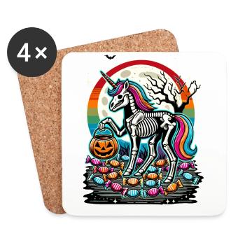 Drôle de squelette de licorne aime les bonbons - Dessous de verre (lot de 4) - blanc - Devant