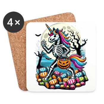 Drôle de licorne squelette mentant bonbons - Dessous de verre (lot de 4) - blanc - Devant