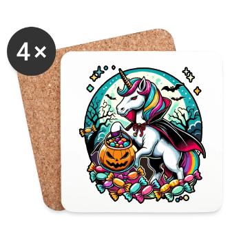 Funny Vampire Unicorn Loves Candy - Coasters (set of 4) - white - Front