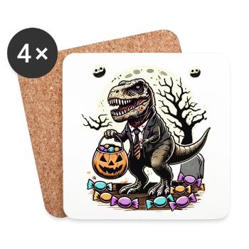 Lustiger TRex Zombie Lieben Süßigkeiten - Untersetzer (4er-Set) - Weiß - Vorne