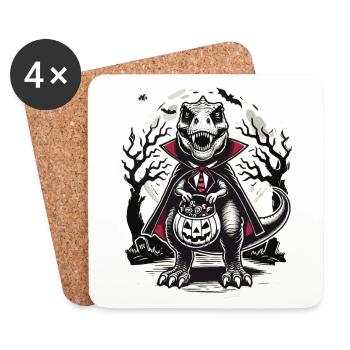Le vampire T-Rex drôle aime les sucreries - Dessous de verre (lot de 4) - blanc - Devant