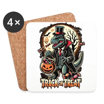 Drôle T-Rex vampire menteur bonbons - Dessous de verre (lot de 4) - blanc - Devant