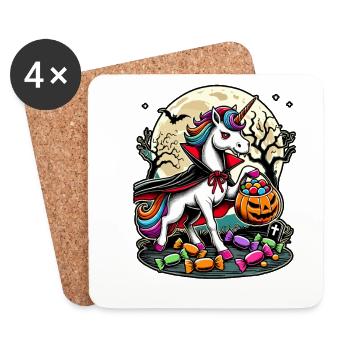 Funny Vampire Unicorn Loves Candy - Coasters (set of 4) - white - Front