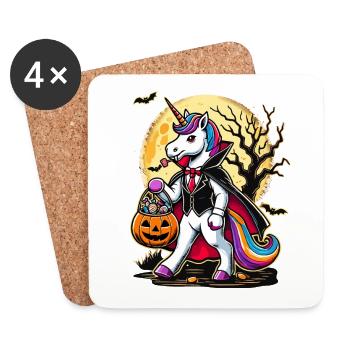 Drôle de licorne vampire aime les bonbons - Dessous de verre (lot de 4) - blanc - Devant