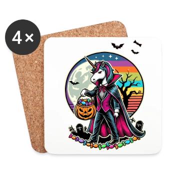 Drôle de licorne vampire aime les bonbons - Dessous de verre (lot de 4) - blanc - Devant