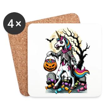 La licorne zombie drôle aime les bonbons - Dessous de verre (lot de 4) - blanc - Devant