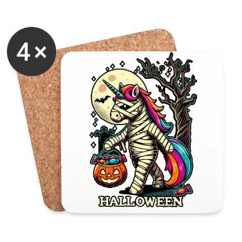 Drôle de licorne momie aime les bonbons - Dessous de verre (lot de 4) - blanc - Devant