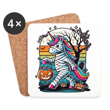 Funny Unicorn Mummy Lying Candy - Coasters (set of 4) - white - Front