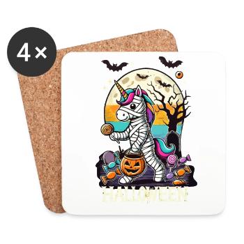 Drôle de licorne momie aime les bonbons - Dessous de verre (lot de 4) - blanc - Devant