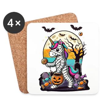 Drôle de licorne momie aime les bonbons - Dessous de verre (lot de 4) - blanc - Devant