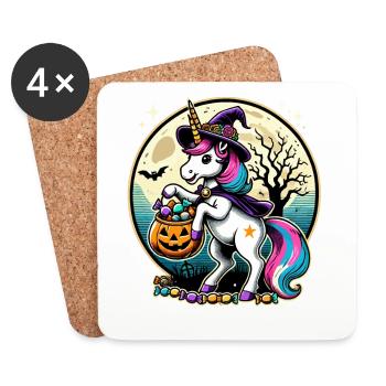 Drôle de sorcière licorne veut des bonbons - Dessous de verre (lot de 4) - blanc - Devant