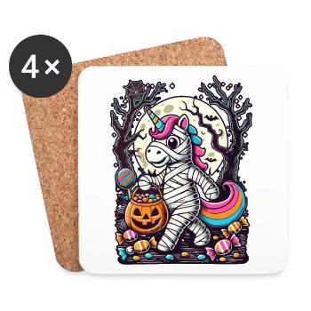 Drôle de licorne momie aime les bonbons - Dessous de verre (lot de 4) - blanc - Devant
