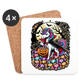 La licorne vampire drôle adore les bonbons - Dessous de verre (lot de 4) - blanc - Devant