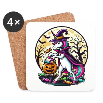 La sorcière licorne drôle aime les bonbons - Dessous de verre (lot de 4) - blanc - Devant