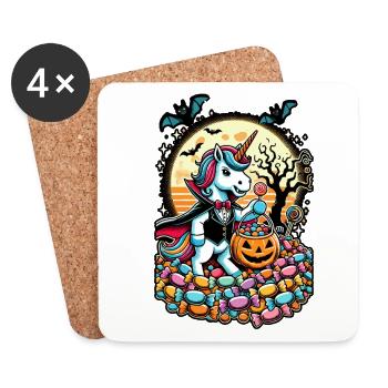 Drôle de licorne vampire aime les bonbons - Dessous de verre (lot de 4) - blanc - Devant