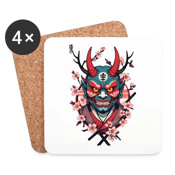 Oni Démon Masque Samouraï Culture Japonaise Yokai - Dessous de verre (lot de 4) - blanc - Devant