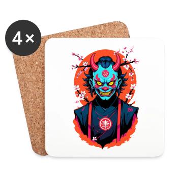 Oni Samurai Vaporwave Aesthetic Japan Culture - Coasters (set of 4) - white - Front