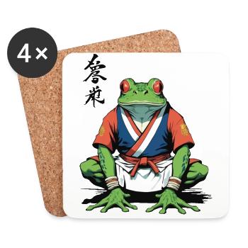Samurai Frosch & Vintage Ukiyo-e Stil Design - Untersetzer (4er-Set) - Weiß - Vorne